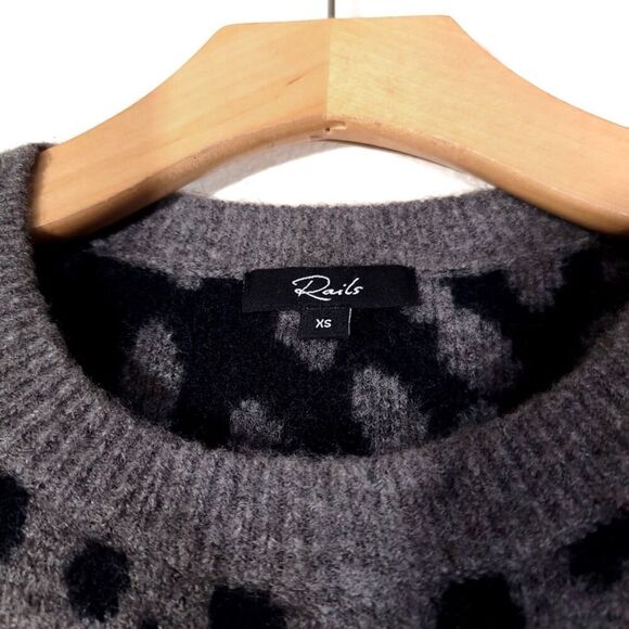 RAILS Chance Cashmere Wool Crew Neck Pullover Sweater Dalmatian Spot Minimal xs - Picture 2 of 11